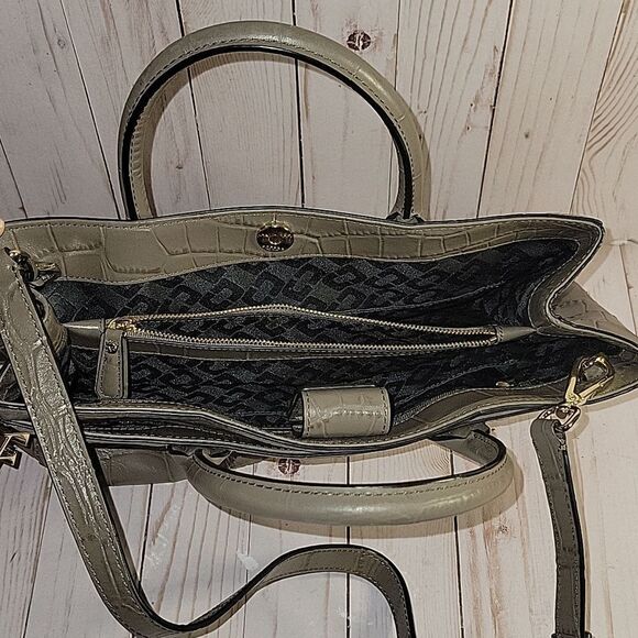 Diane von Furstenberg Secret Agent Tote Grey Croc Embossed Bag - Picture 11 of 13